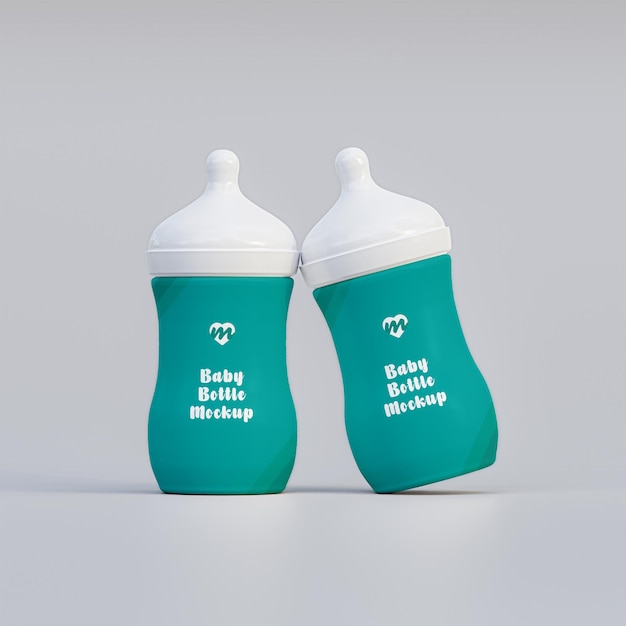 3d realistic baby liquid bottle mockup design