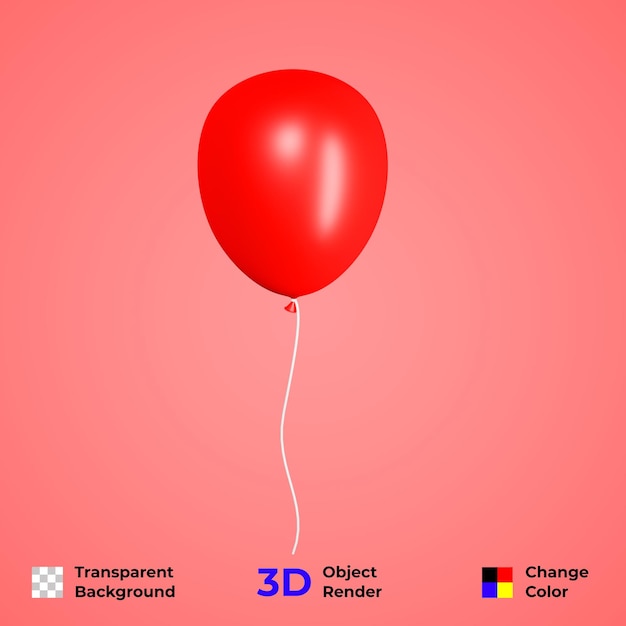 3d realistic balloon rendering. easy to change color and transparent premium background psd