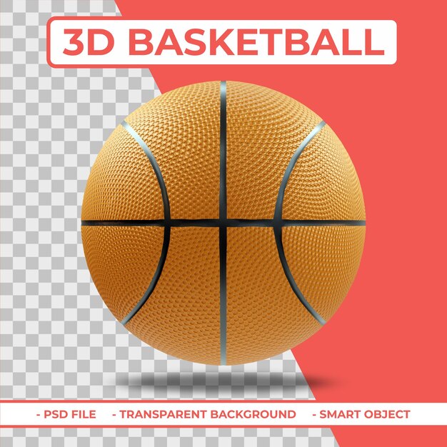 PSD 3d realistic basketball 3d rendering isolated