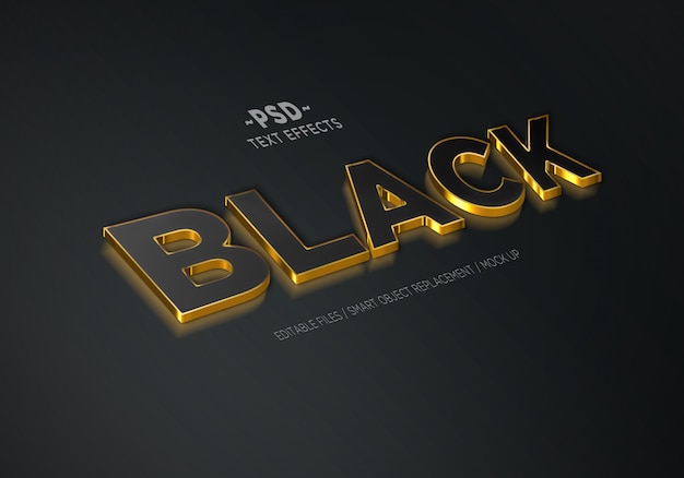 3d realistic black gold 3 editable text effects