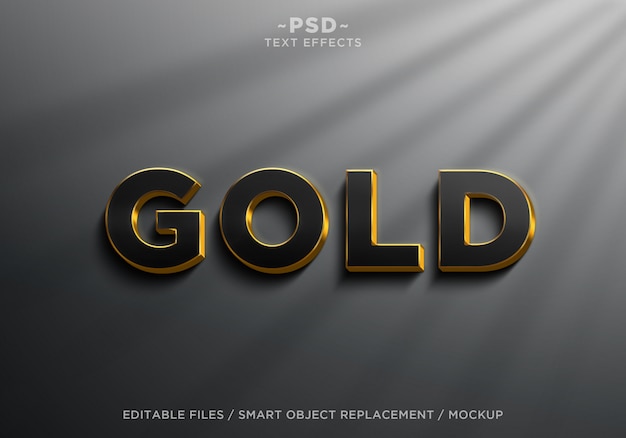 3d realistic black gold effects editable text