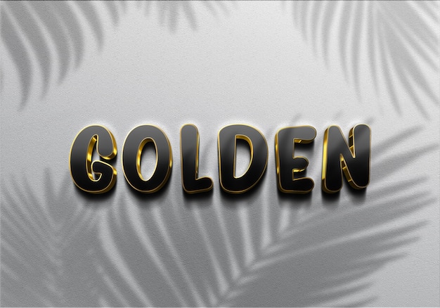 3d realistic black golden effects text