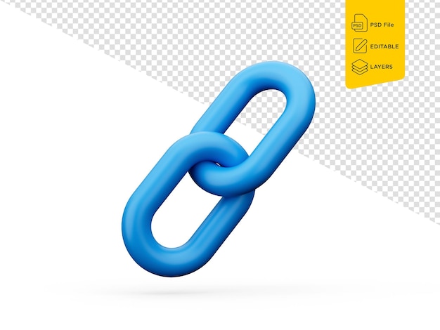 PSD 3d realistic blue chain or link icon on white background 3d illustration