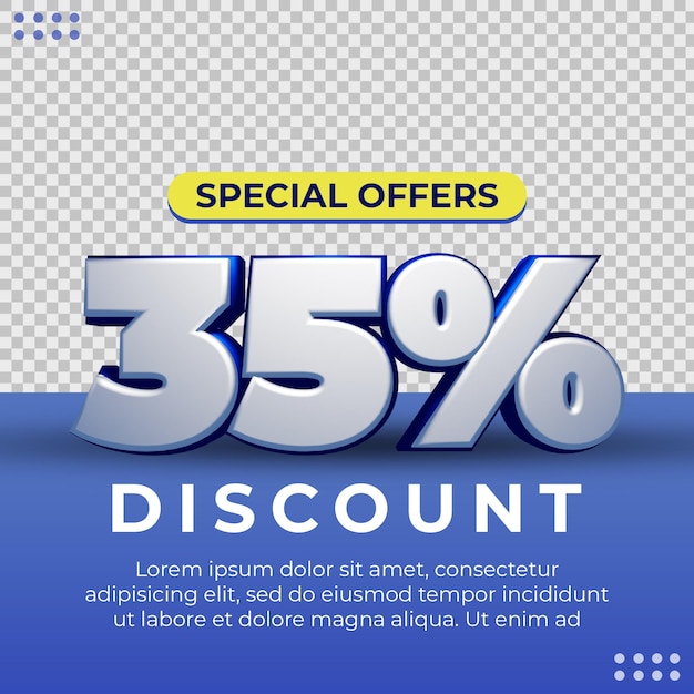 3D Realistic Blue Discount Social Media