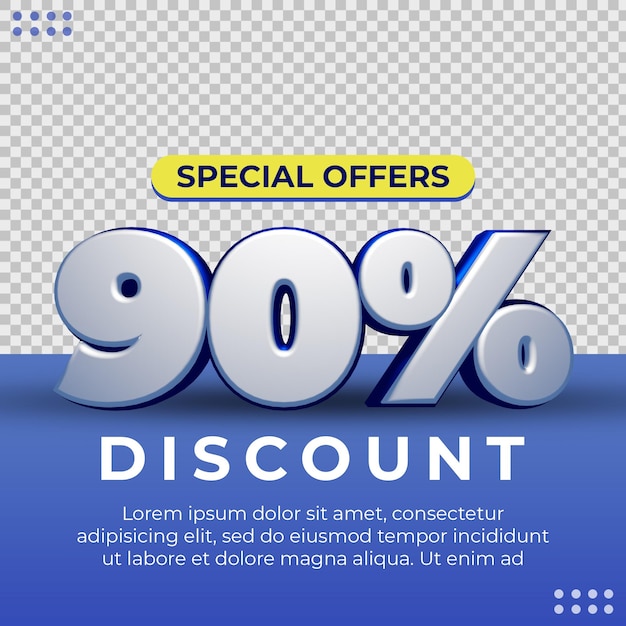 3D Realistic Blue Discount Social Media