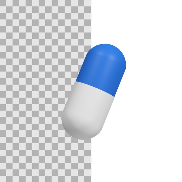 3D Realistic blue medicinal capsule illustration