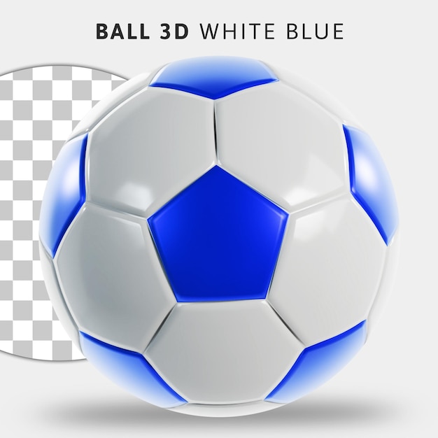 Pallone da calcio blu e bianco realistico 3d su sfondo trasparente