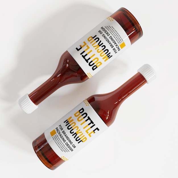 PSD 3d realistic bottle mock up horizontal with editable layer