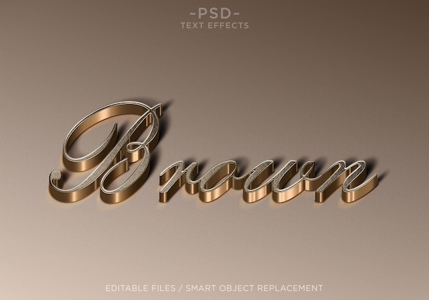 3D Realistic Brown Mettalic Text Effects