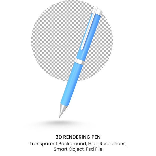 3d realistic business pen on transparent background