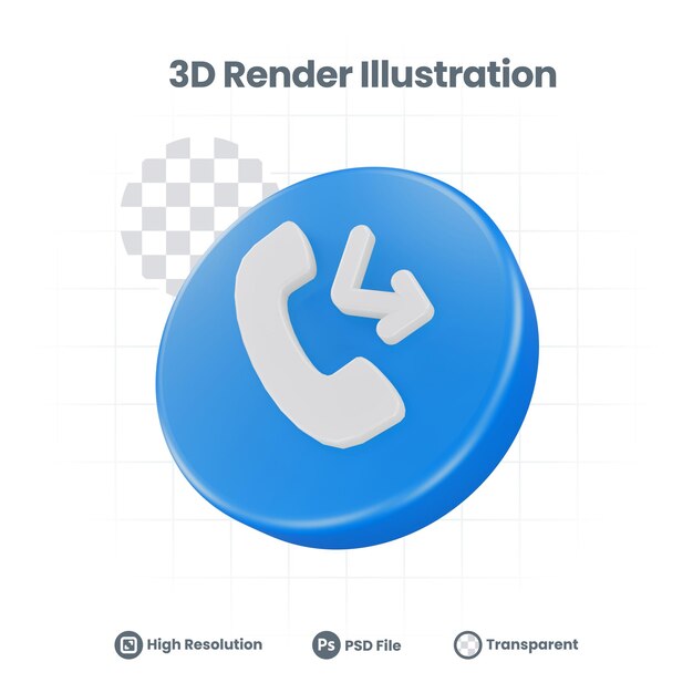 3D Realistic call forwarding Icon For Web Mobile App Social Media Promotion