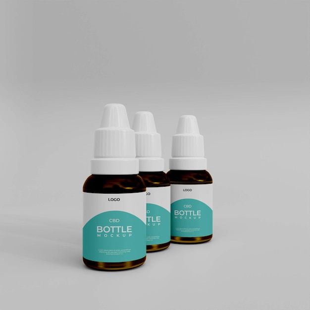 3d realistic cbd bottle mockup