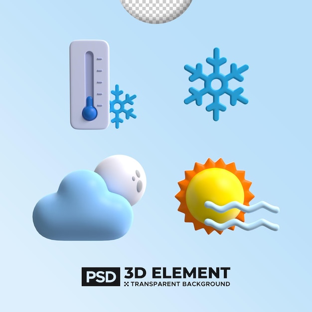 PSD nuvola realistica 3d con sole in stile cartone animato isolata su sfondo blu previsione del tempo
