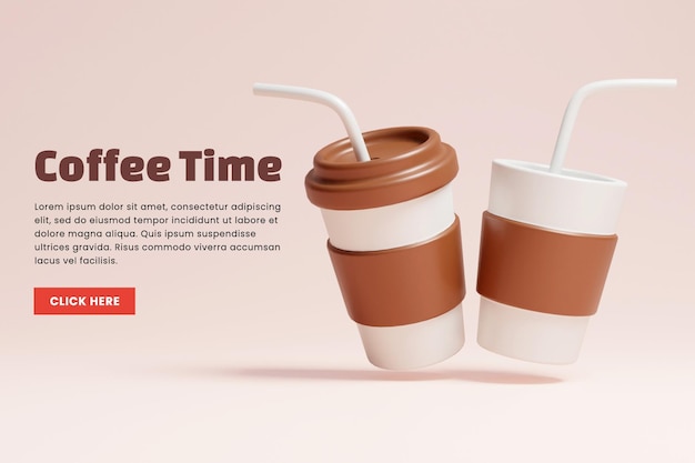 3d realistic coffee cup  or 3d different style coffee mockup template