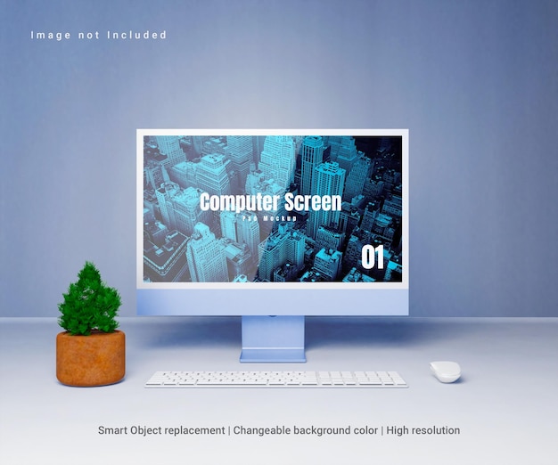 3d realistic computer screen mockup or 3d responsive website screen mockup