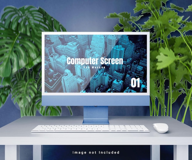 3d realistic computer screen mockup or 3d responsive website screen mockup