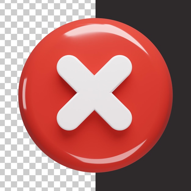 3d realistic cross icon with glossy effect in 3d rendering