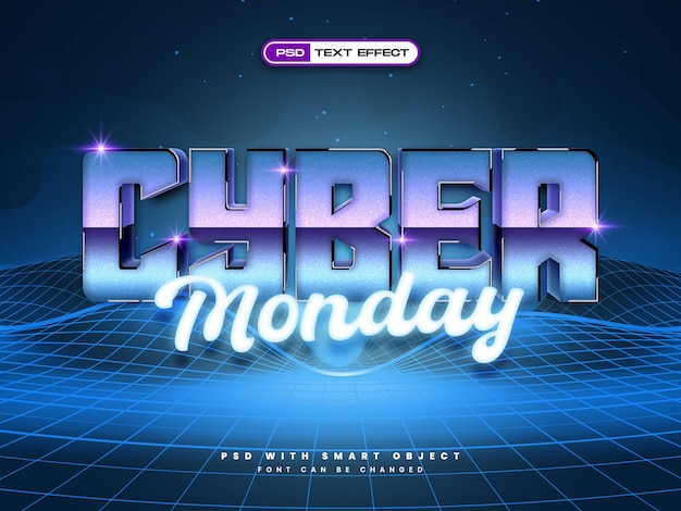 PSD 3d realistic cyber monday text effect