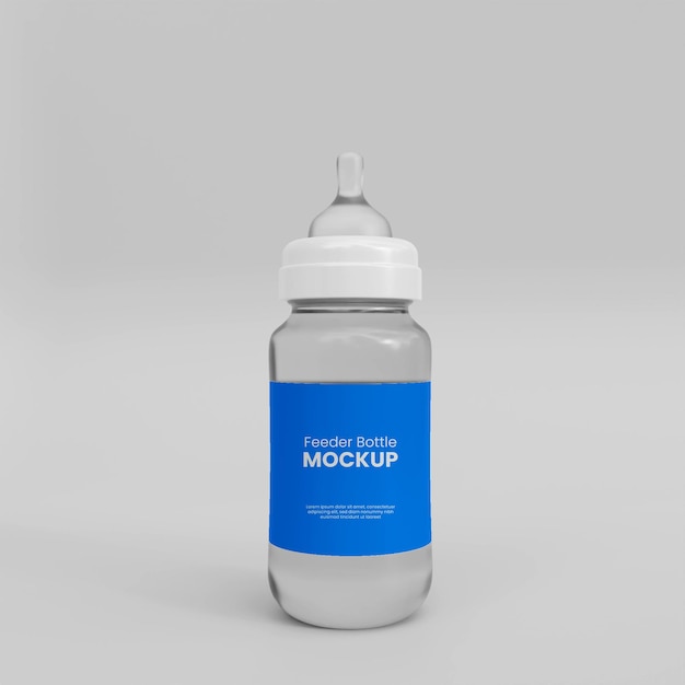 3d realistic feeder bottle mockup