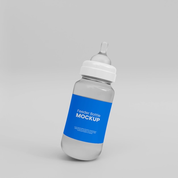 3d realistic feeder bottle mockup