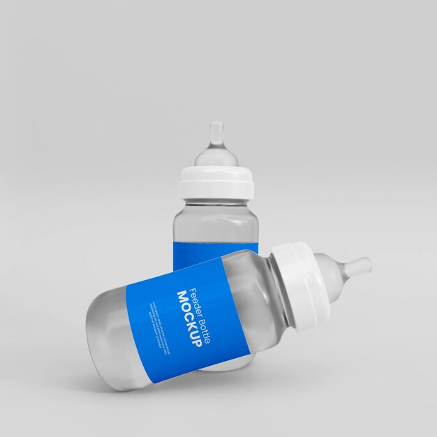 3d realistic feeder bottle mockup