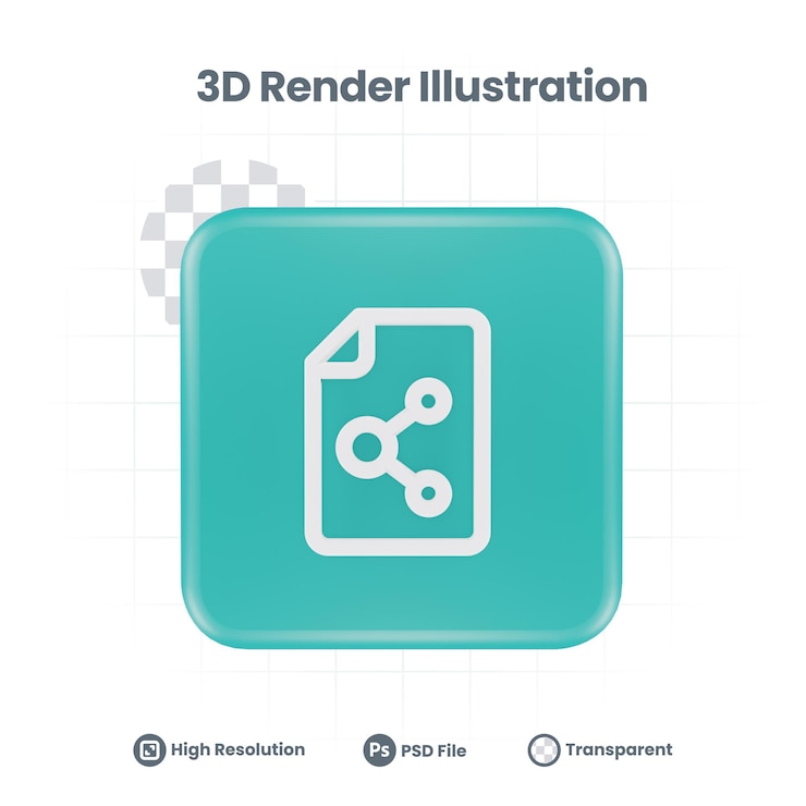 PSD 3d realistic file share icon for web mobile app social media promotion