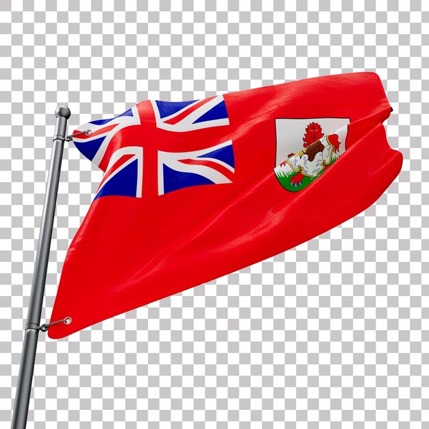 3d realistic flag of bermuda with transparent background