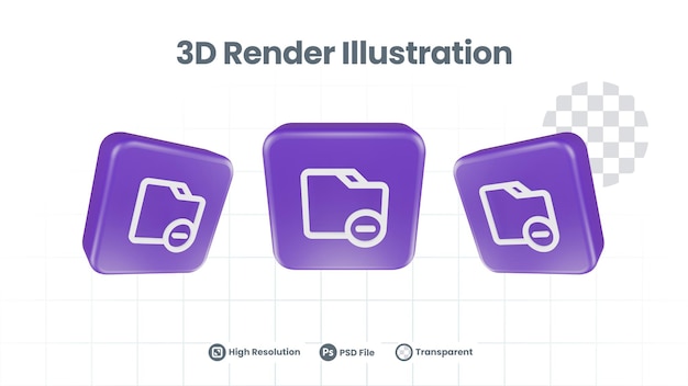 3 D のリアルなフォルダーから Web モバイル アプリのソーシャル メディア プロモーションのアイコンを差し引いたもの