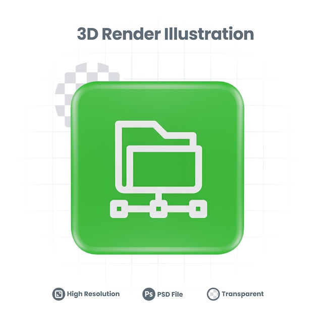 Иконка 3D Realistic Folder Network для продвижения веб-приложений в социальных сетях