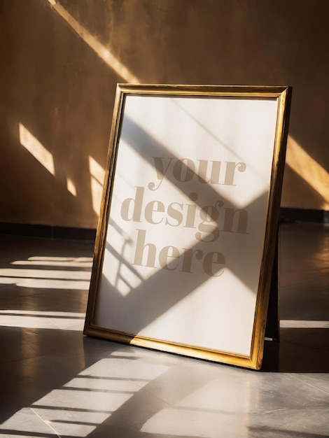 PSD 3d realistic framed art poster mockup display in a photo frame render