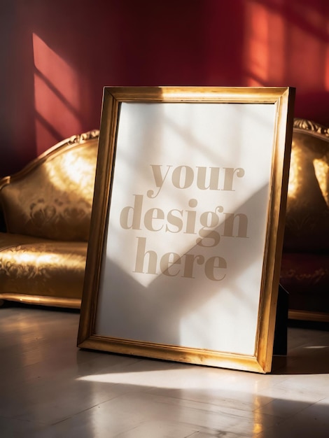 PSD 3d realistic framed art poster mockup display in a photo frame render