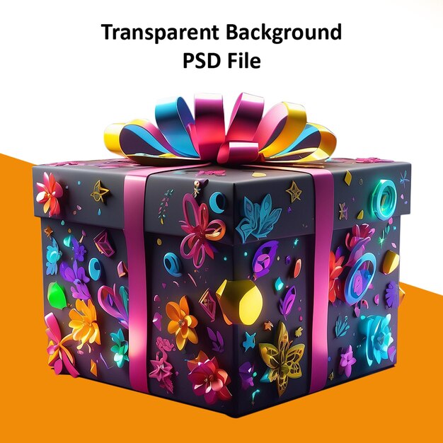 PSD 3d realistic gift box transparent background