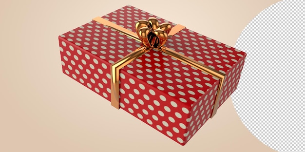 PSD 3d realistic gift box with gold ribbon gift bow transparent png. decoration 3d illustration