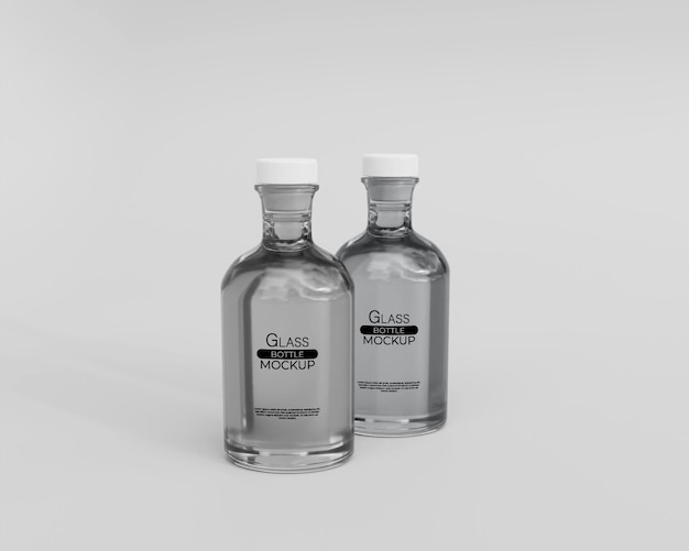3d Realistic Glass Bottle Mockup