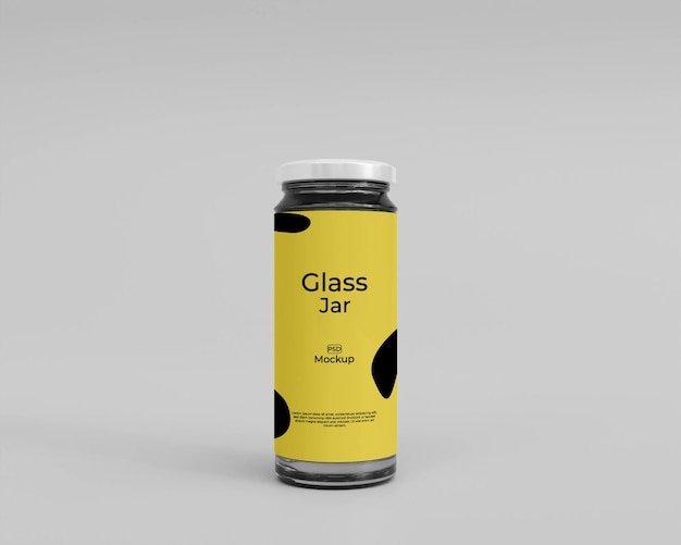 3d realistic glass jar mockup