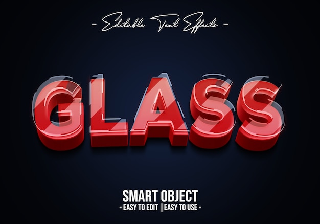 PSD 3d realistic glass text style effect template