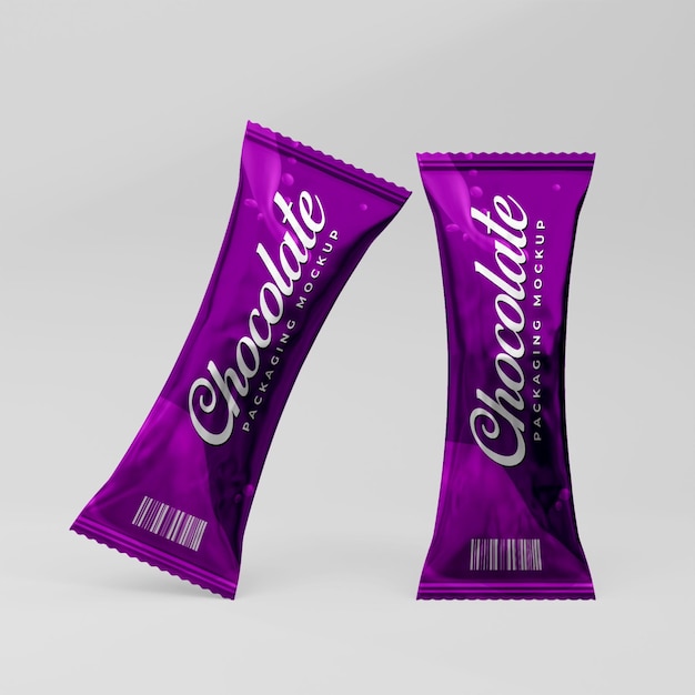 3d realistic glossy chocolate packeging mockup