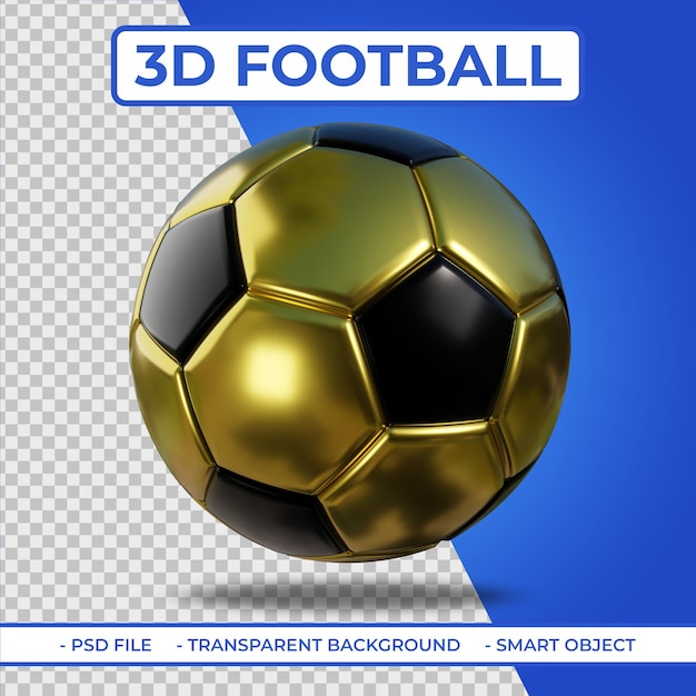 3D 현실적인 황금과 검은 금속 축구 3d 렌더링 절연