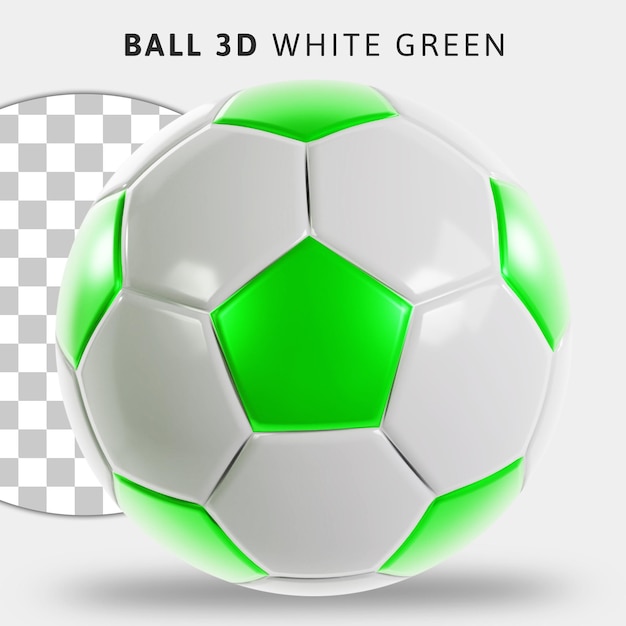 투명 배경에 3d 현실적인 녹색과 흰색 축구공