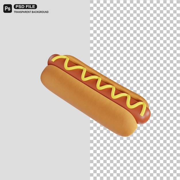 3D Realistic Hotdog Icon Illustration