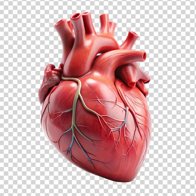 3d realistic human heart isolated on transparent background