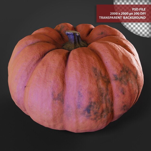 3d realistic image of pumpkin with transparent background