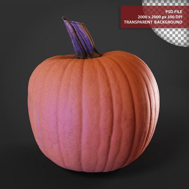 PSD immagine realistica 3d della zucca con sfondo trasparente