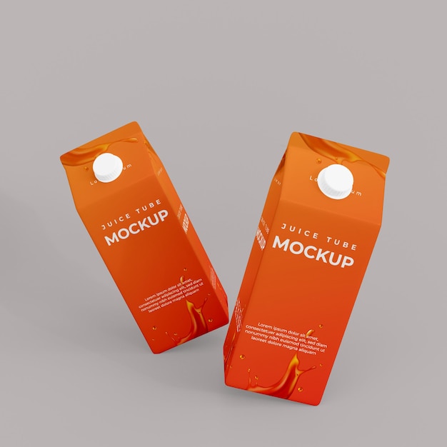 3d realistic juice packet mockup