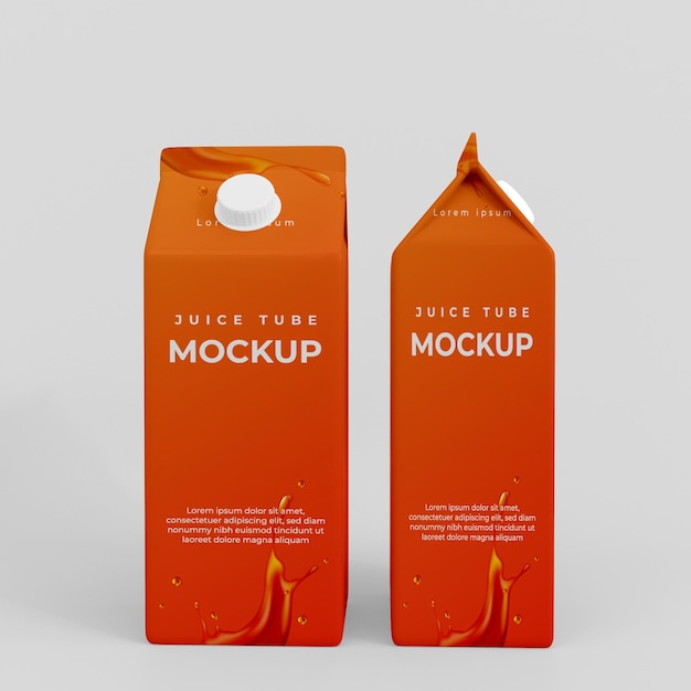 3d realistic juice packet mockup