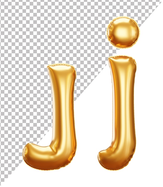 3d realistic letter j gold helium foil balloon alphabet with upper case and lower case