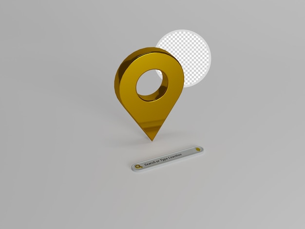 3d realistic location map icon with transparent background