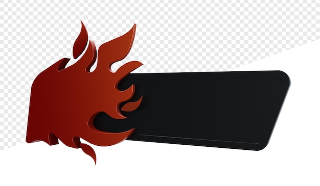 PSD 3d realistic logo burn fire with blank banner