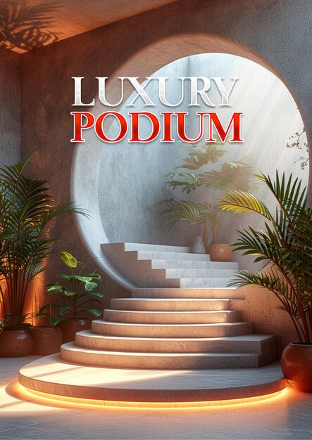 PSD 3d realistic luxury podium for product presentation mock up poster design background