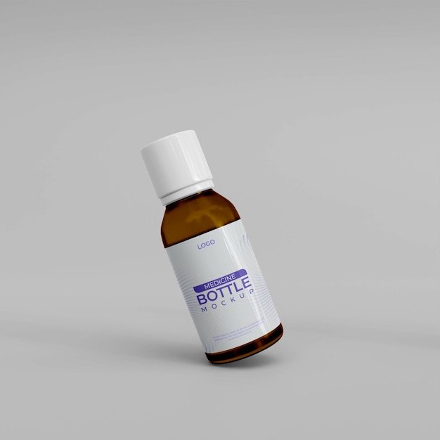 3d realistic medicine bottle mockup